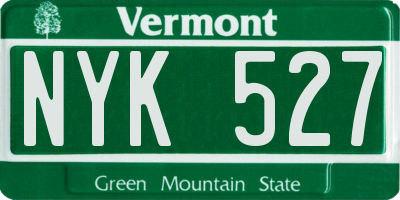 VT license plate NYK527