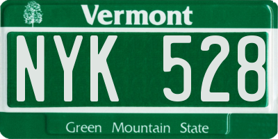 VT license plate NYK528