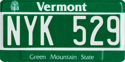 VT license plate NYK529