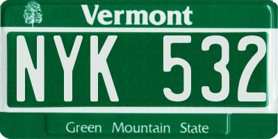 VT license plate NYK532