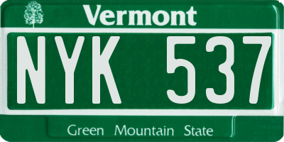 VT license plate NYK537