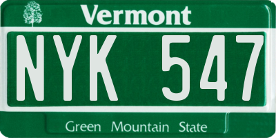 VT license plate NYK547