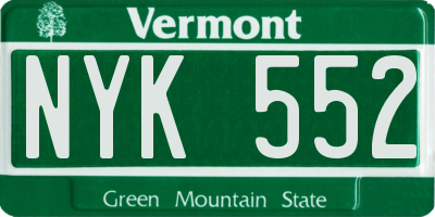 VT license plate NYK552