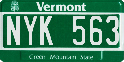 VT license plate NYK563