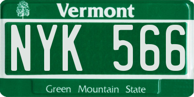 VT license plate NYK566