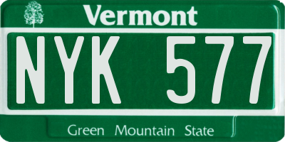 VT license plate NYK577
