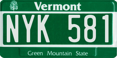 VT license plate NYK581