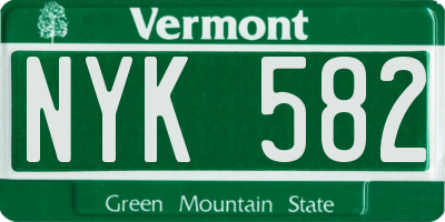 VT license plate NYK582