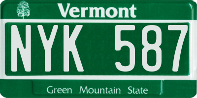 VT license plate NYK587
