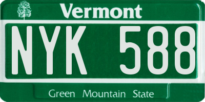 VT license plate NYK588