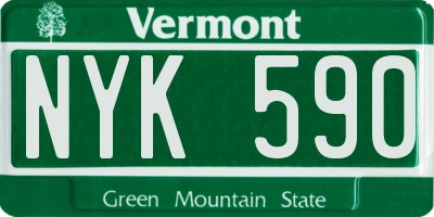 VT license plate NYK590