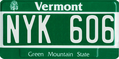 VT license plate NYK606