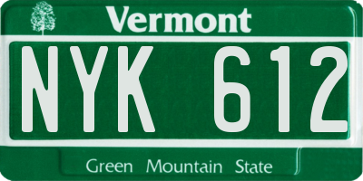 VT license plate NYK612