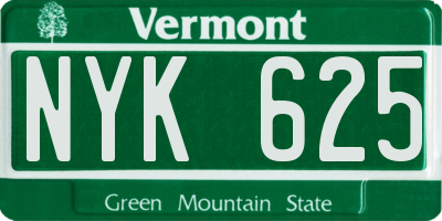 VT license plate NYK625