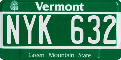 VT license plate NYK632