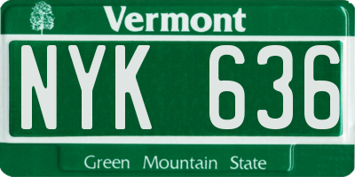 VT license plate NYK636