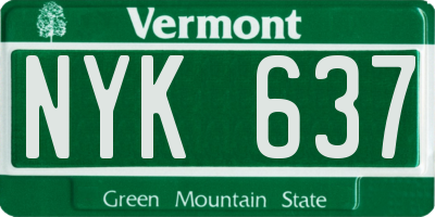 VT license plate NYK637