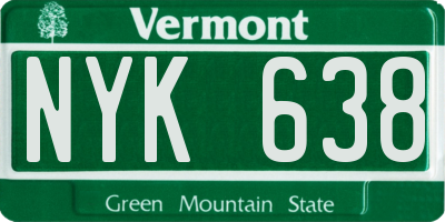 VT license plate NYK638