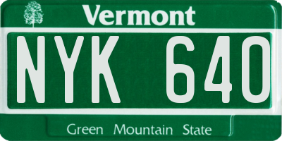 VT license plate NYK640
