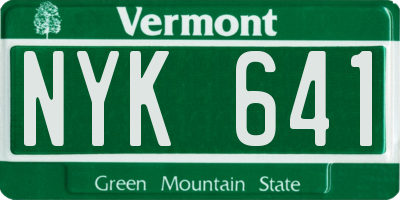 VT license plate NYK641