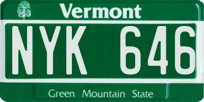 VT license plate NYK646