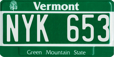 VT license plate NYK653