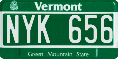VT license plate NYK656