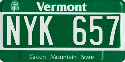 VT license plate NYK657