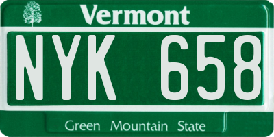 VT license plate NYK658
