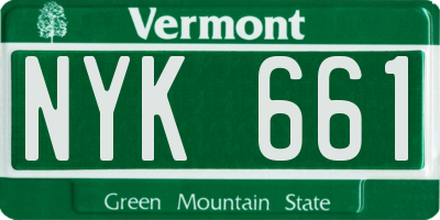 VT license plate NYK661