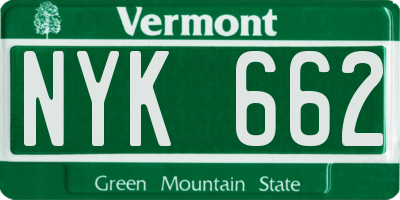 VT license plate NYK662