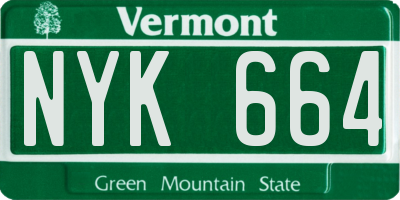 VT license plate NYK664