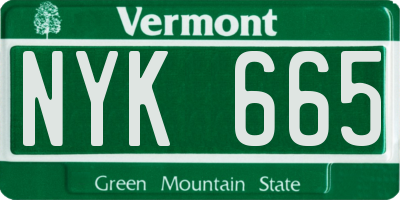 VT license plate NYK665
