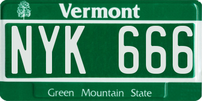 VT license plate NYK666