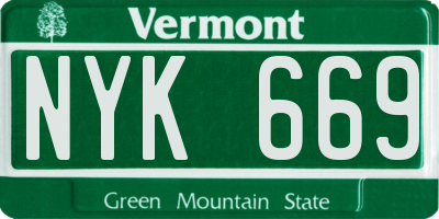 VT license plate NYK669