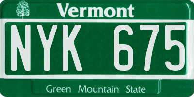 VT license plate NYK675