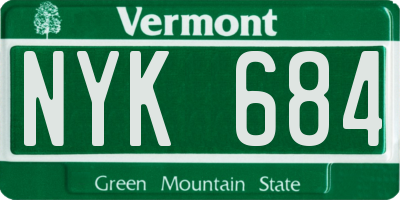 VT license plate NYK684