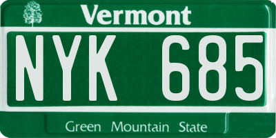VT license plate NYK685