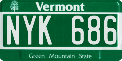 VT license plate NYK686