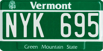 VT license plate NYK695