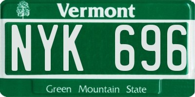 VT license plate NYK696