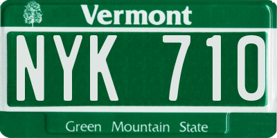 VT license plate NYK710