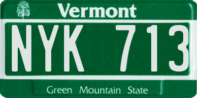 VT license plate NYK713
