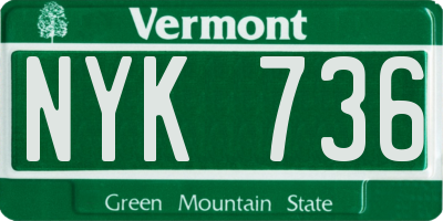 VT license plate NYK736