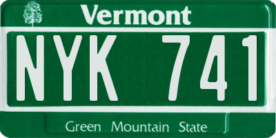 VT license plate NYK741