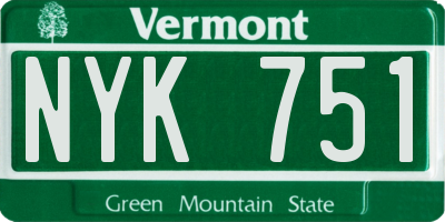 VT license plate NYK751