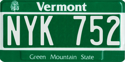 VT license plate NYK752
