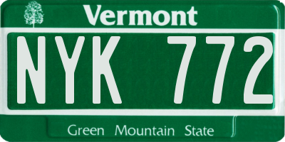 VT license plate NYK772