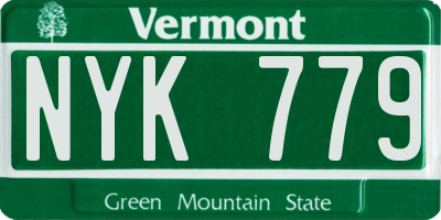 VT license plate NYK779