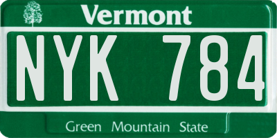 VT license plate NYK784